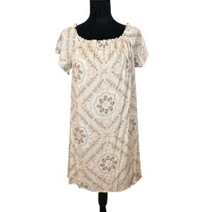Skylar & Jade Cream Floral Mini Dress Cottagecore Patchwork Coquette Blossom LG‎